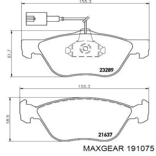 191075 Maxgear колодки гальмівні передні, дискові