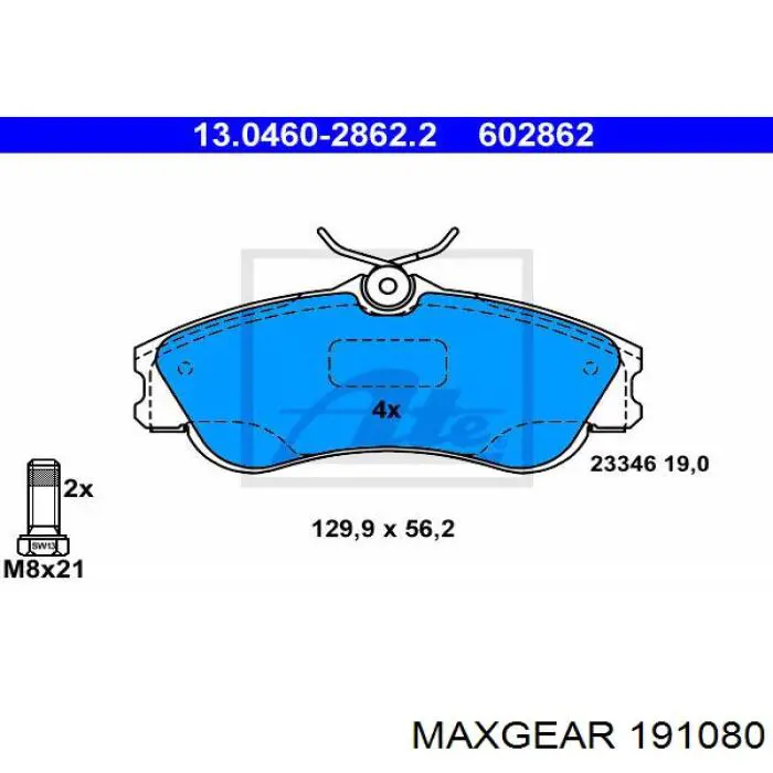 Гальмівні колодки Maxgear 191080 ціна, від 20.54 USD