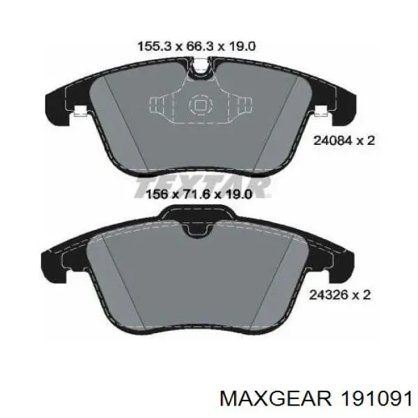 Купити 191091 Maxgear Колодки гальмівні передні, дискові