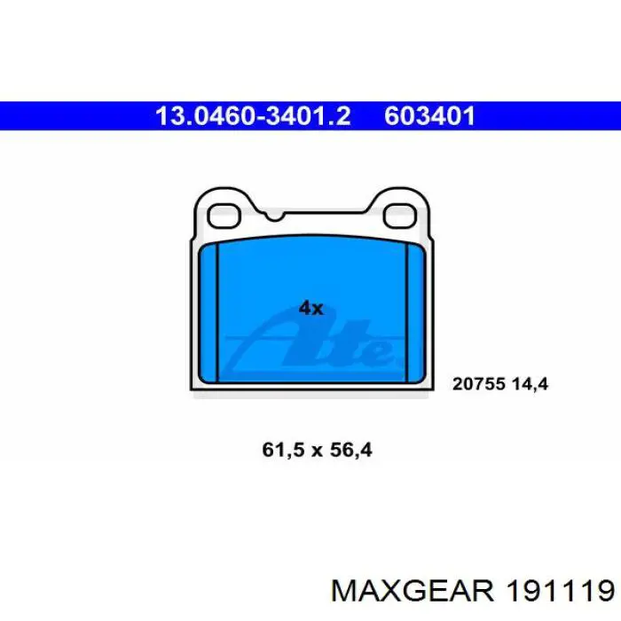 Задні гальмівні колодки 191119 Maxgear