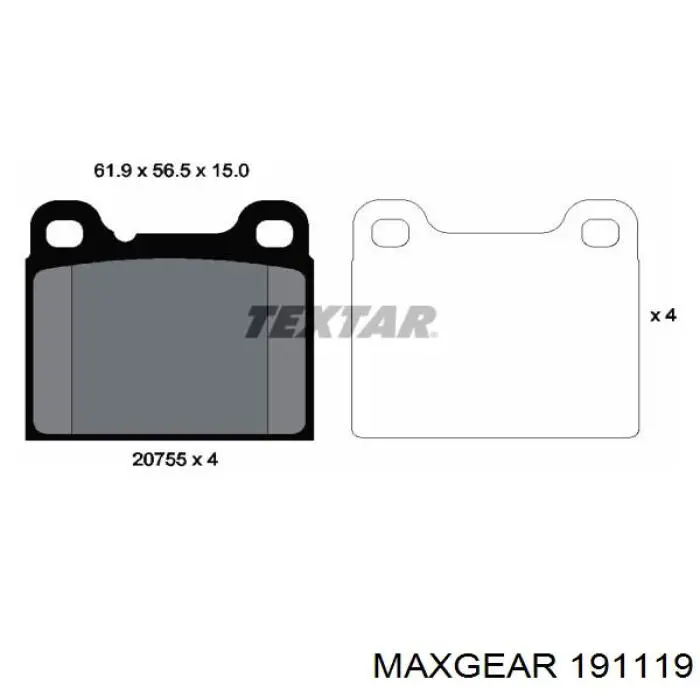 Колодки гальмові задні, дискові 191119 Maxgear