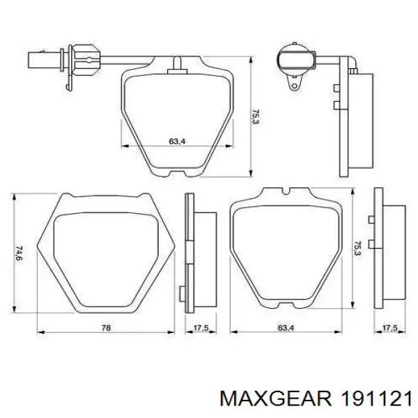 Гальмівні колодки Maxgear 191121 ціна, від 29.28 USD