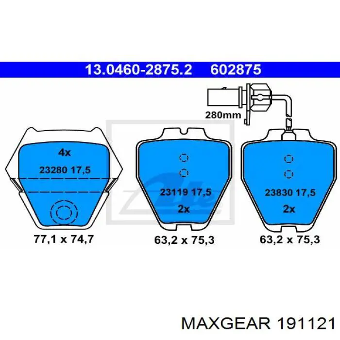 Гальмівні колодки Maxgear 191121 ціна, від 29.28 USD