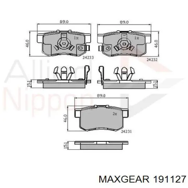 Купити 191127 Maxgear Задні колодки