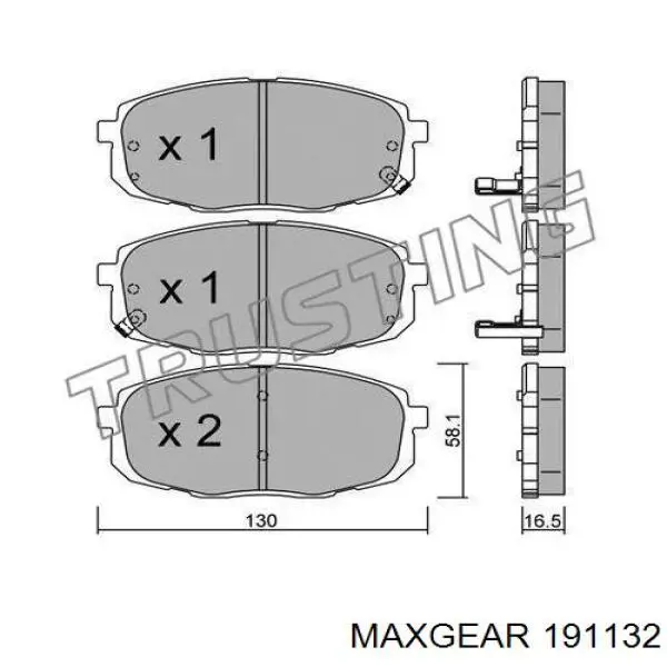 Купити 191132 Maxgear Колодки гальмівні передні, дискові