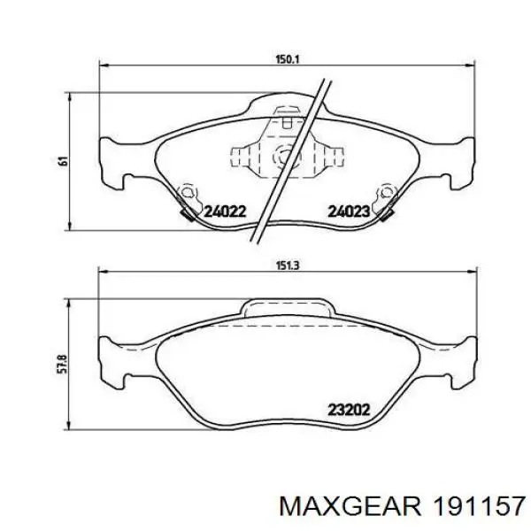 191157 Maxgear Передні гальмівні колодки
