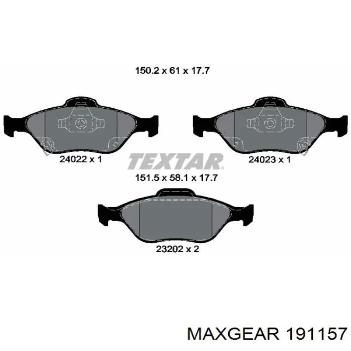 Купити 191157 Maxgear Колодки гальмівні передні, дискові
