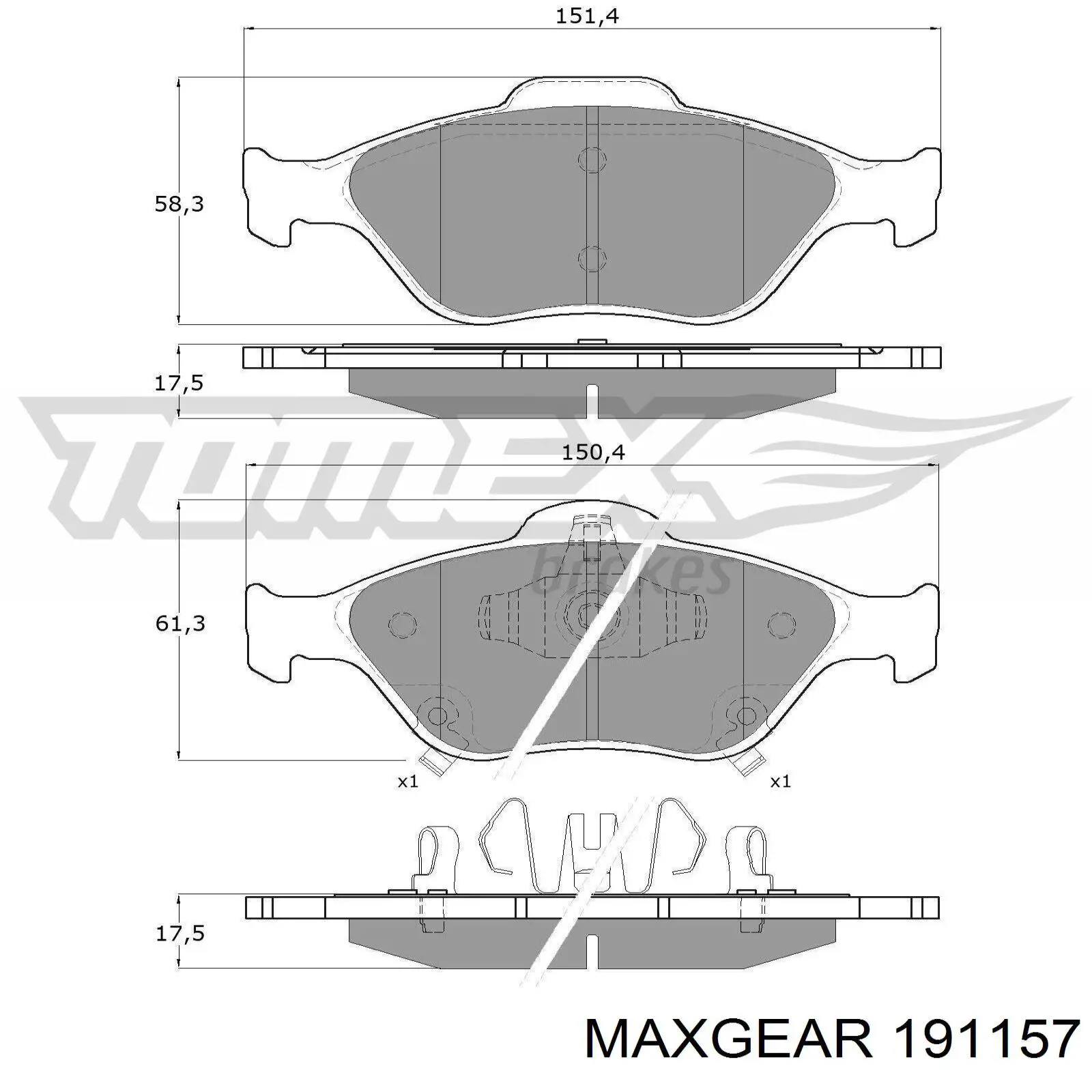 Передні тормозні колодки 191157 Maxgear