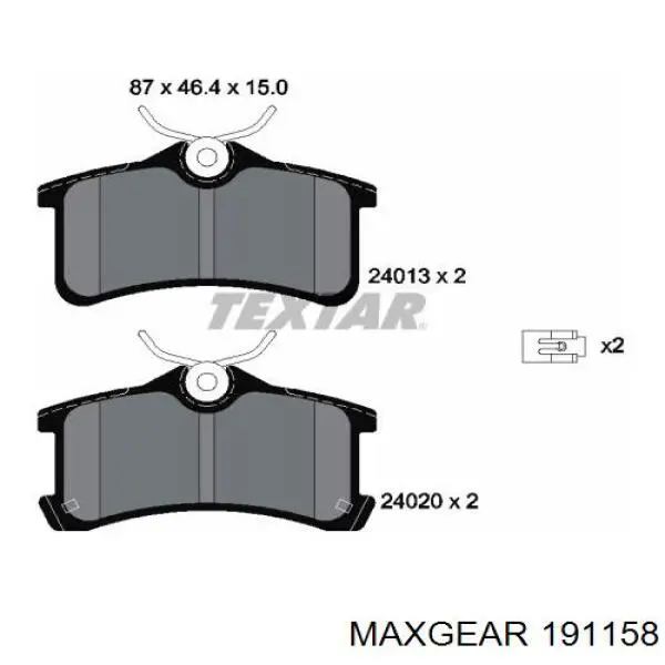 Колодки гальмові задні, дискові 191158 Maxgear