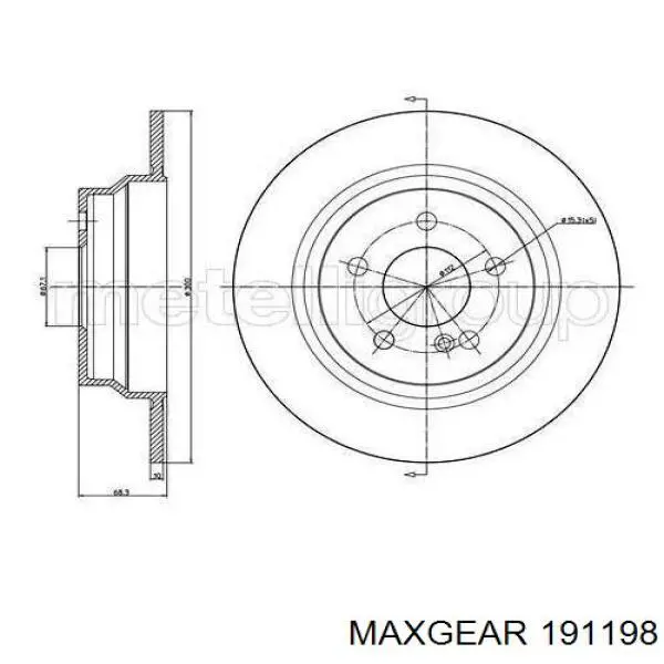 Купити 191198 Maxgear Диск заднього гальма