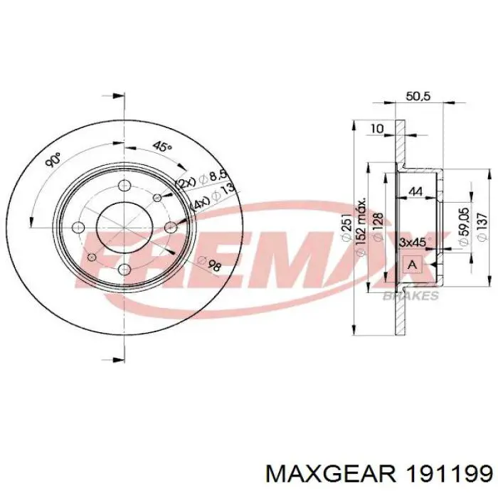 Гальмівні диски 191199 Maxgear