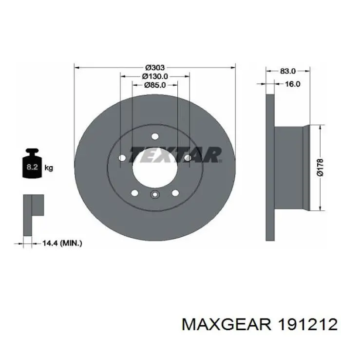 Гальмівні диски передні 191212 Maxgear