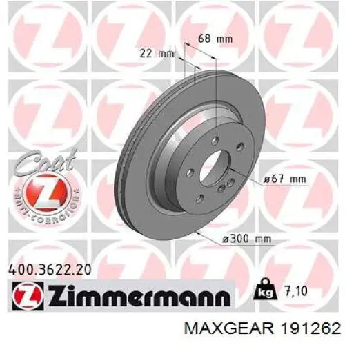 Гальмівні диски 191262 Maxgear