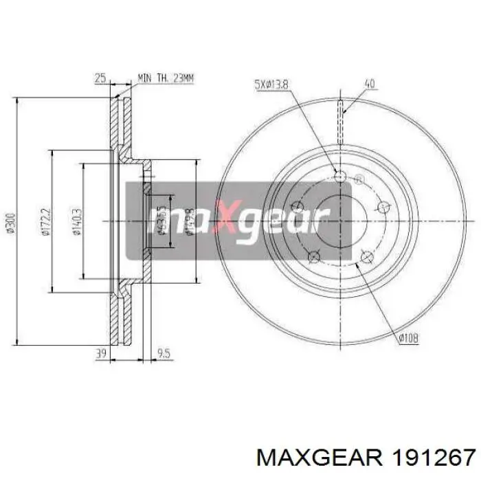 191267 Maxgear Гальмо дискове переднє