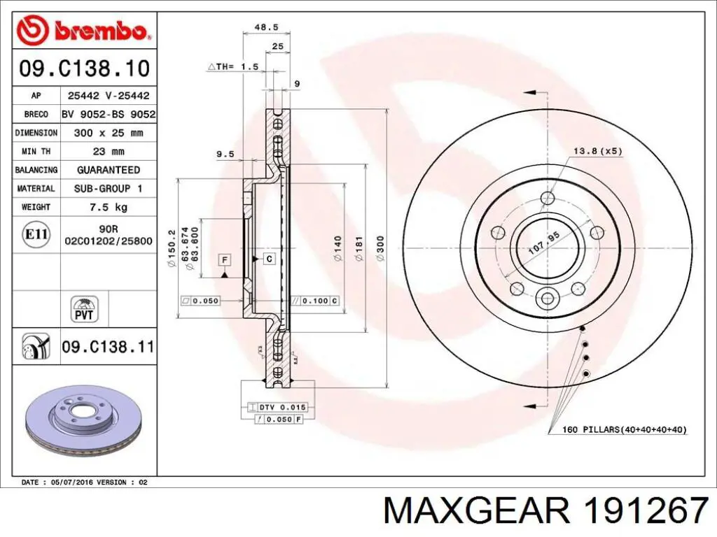 Диск переднього гальма Maxgear 191267 ціна, від 35.12 USD