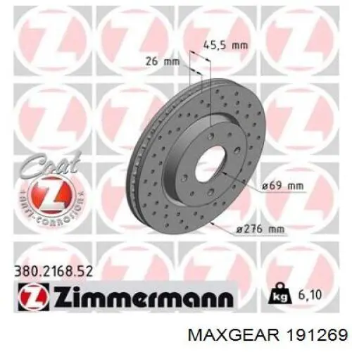 Купити 191269 Maxgear Ротор гальмівний