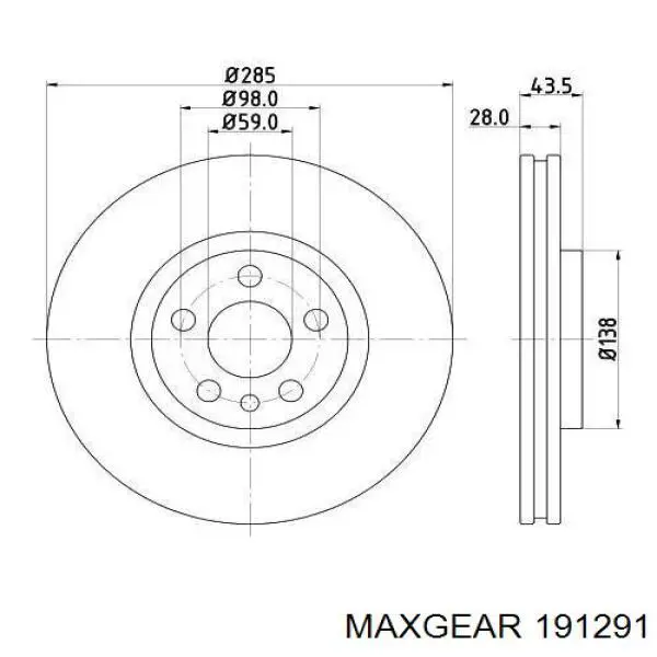 Диск переднього гальма Maxgear 191291 ціна, від 43.04 USD
