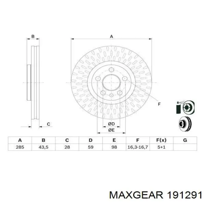 Купити 191291 Maxgear Ротор гальмівний