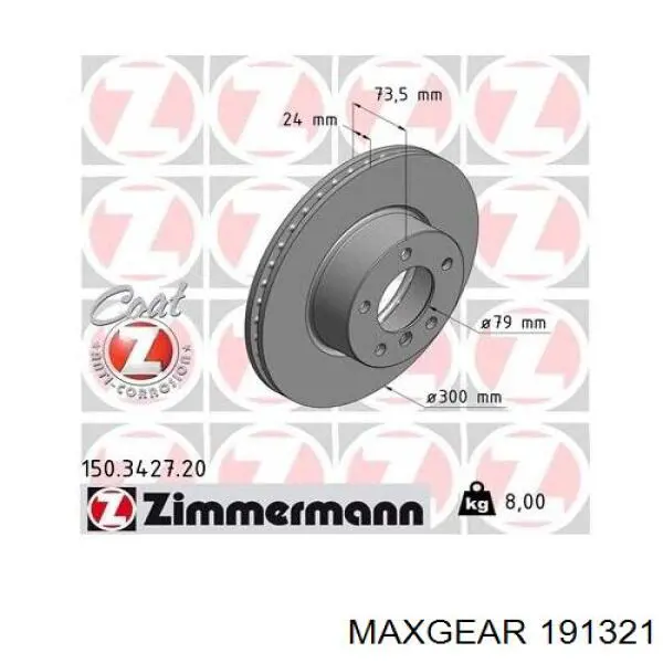 191321 Maxgear диск гальмівний передній