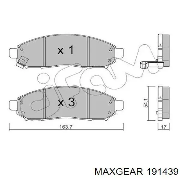 Купити 191439 Maxgear Колодки гальмівні передні, дискові