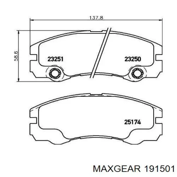 Колодки гальмівні передні, дискові 191501 Maxgear