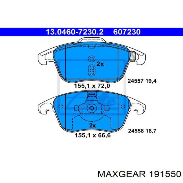 Купити 191550 Maxgear Колодки гальмівні передні, дискові