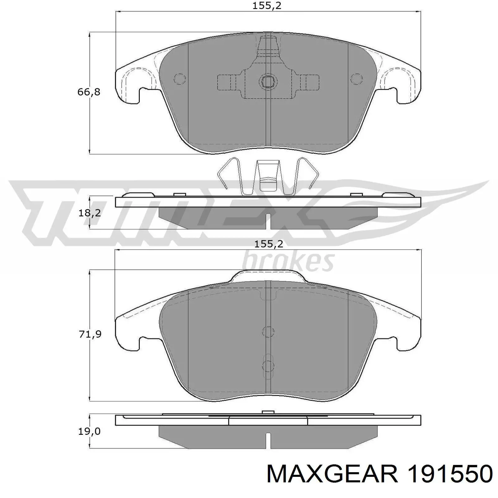 Передні тормозні колодки 191550 Maxgear