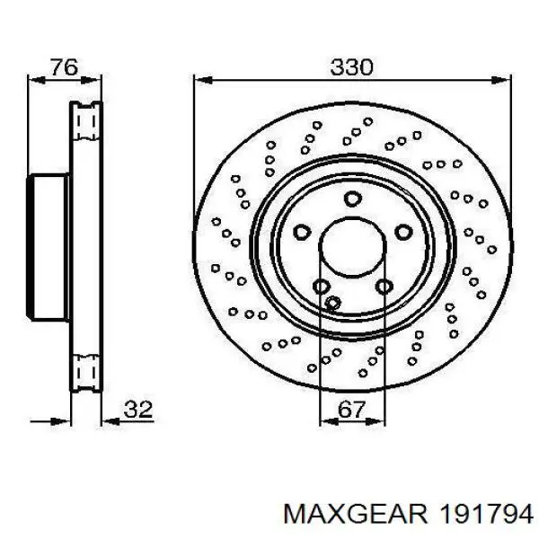 Диск переднього гальма Maxgear 191794 ціна, від 86.59 USD