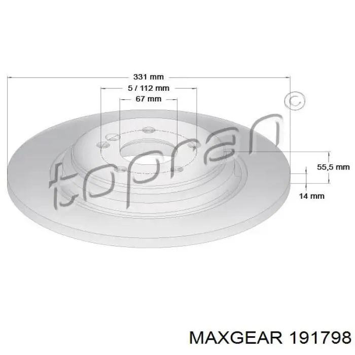 Купити 191798 Maxgear Диск заднього гальма