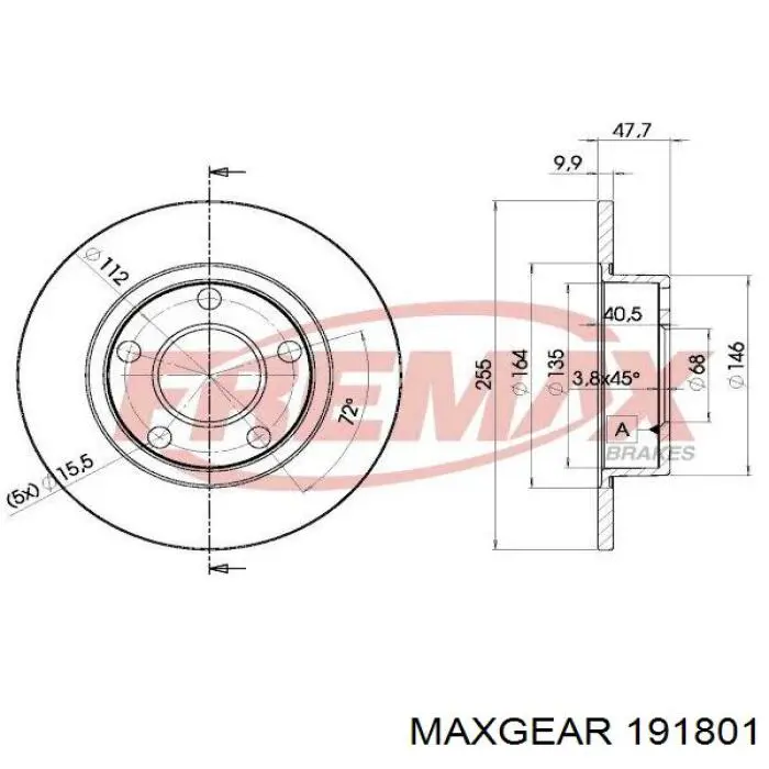 Купити 191801 Maxgear Диск заднього гальма
