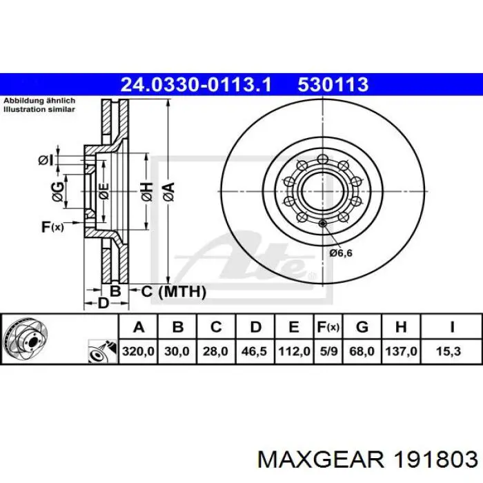 Купити 191803 Maxgear Ротор гальмівний