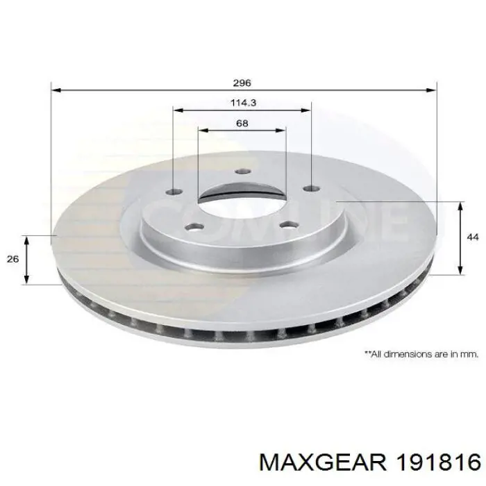 191816 Maxgear Гальмо дискове переднє