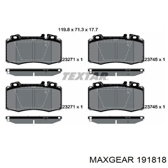 Гальмівні колодки Maxgear 191818 ціна, від 31.67 USD