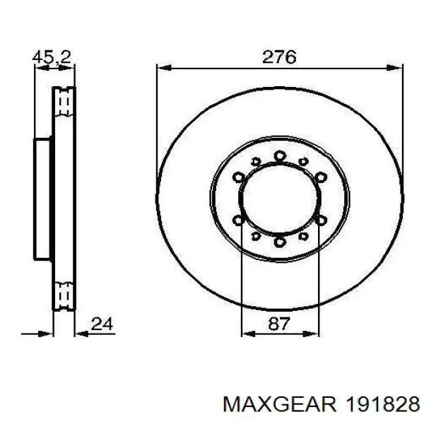 Диск переднього гальма Maxgear 191828 ціна, від 31.67 USD