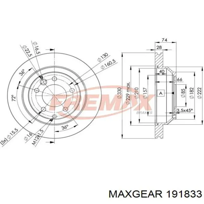 Гальмівні диски 191833 Maxgear