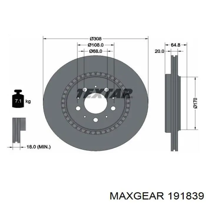 Диск гальмівний задній Maxgear 191839