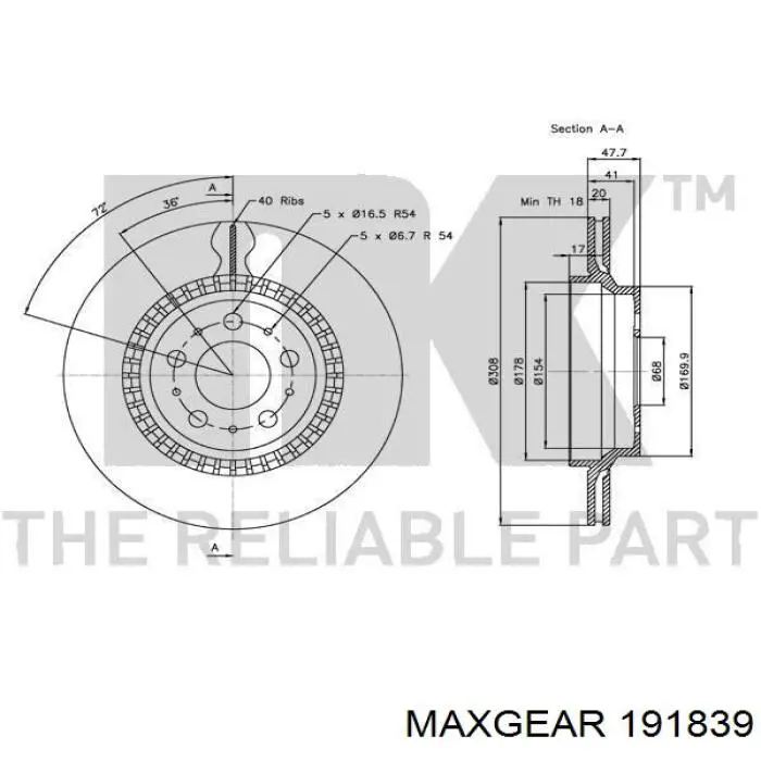 191839 Maxgear Дискові гальма