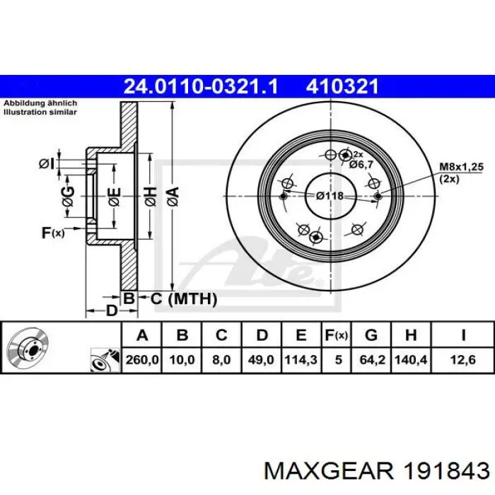 Гальмівні диски 191843 Maxgear