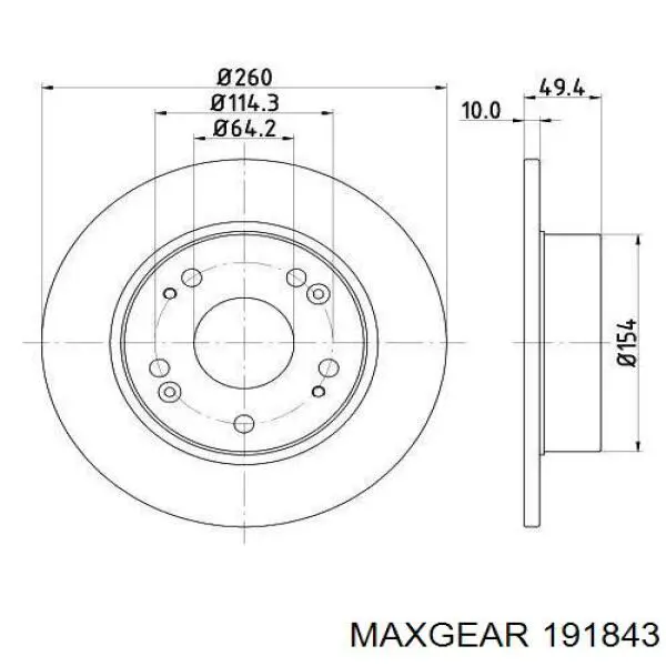 Диск гальмівний задній Maxgear 191843