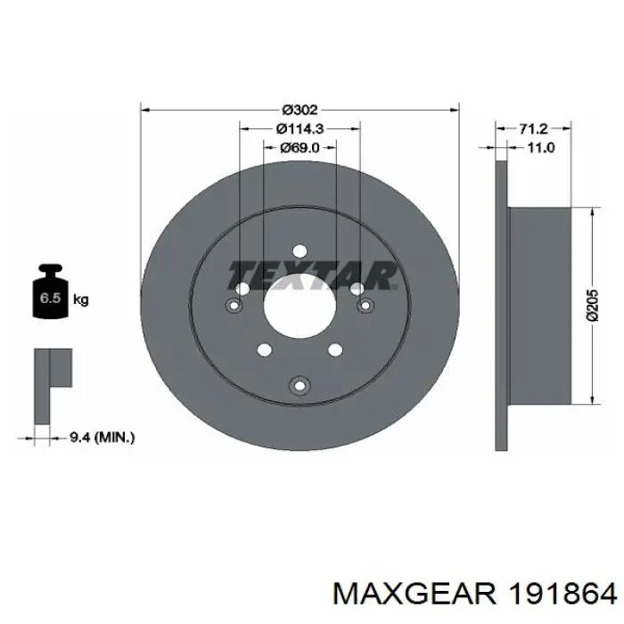 191864 Maxgear Дискові гальма
