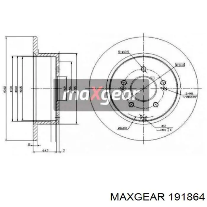 191864 Maxgear диск гальмівний задній