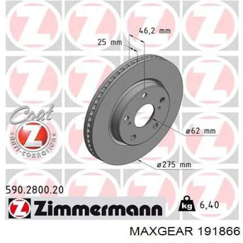 Купити 191866 Maxgear Ротор гальмівний