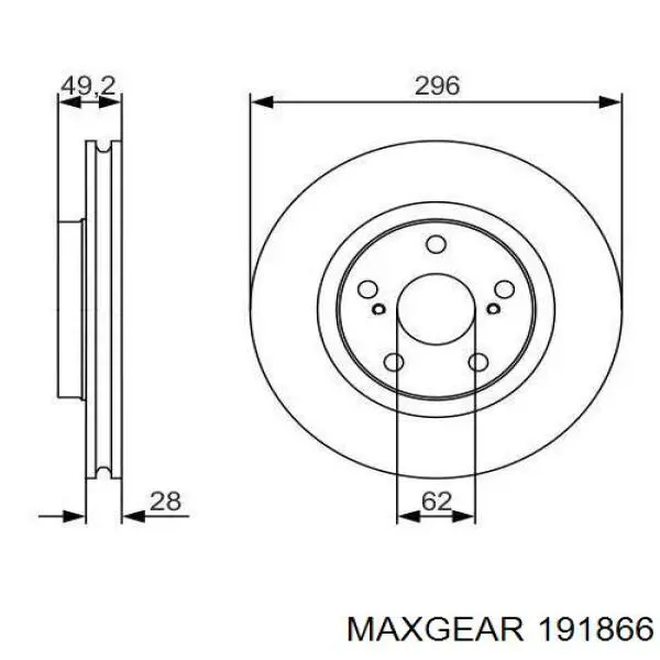 191866 Maxgear Гальмо дискове переднє