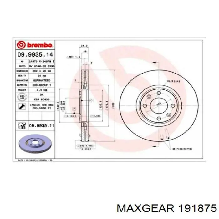 RT20240GL Rotinger Гальмо дискове переднє