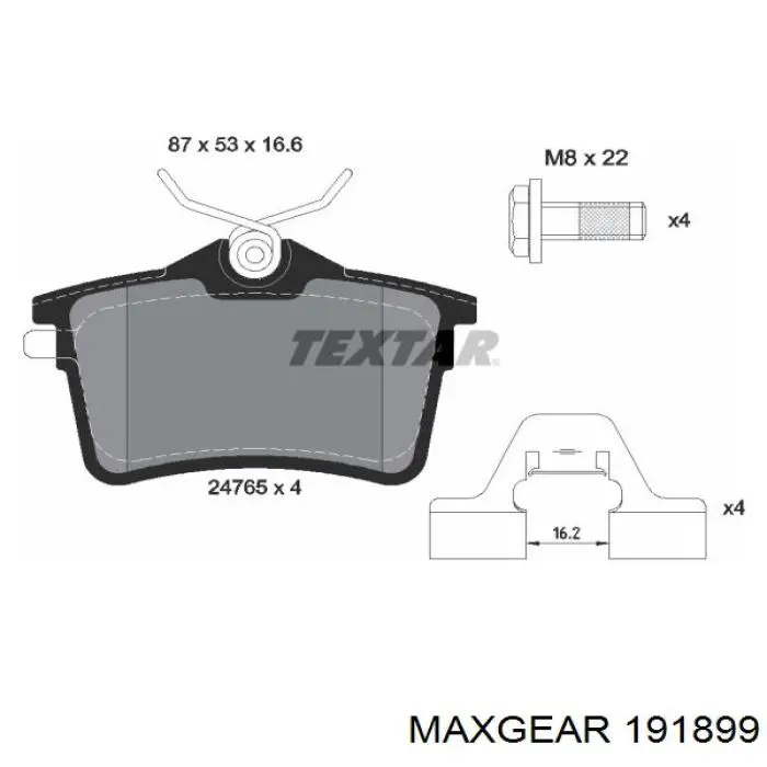 Задні гальмівні колодки Maxgear 191899 ціна, від 17.36 USD