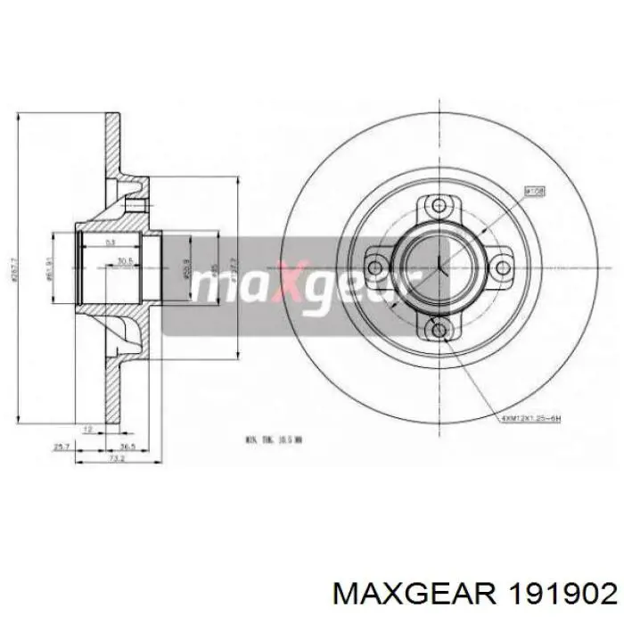191902 Maxgear диск гальмівний задній