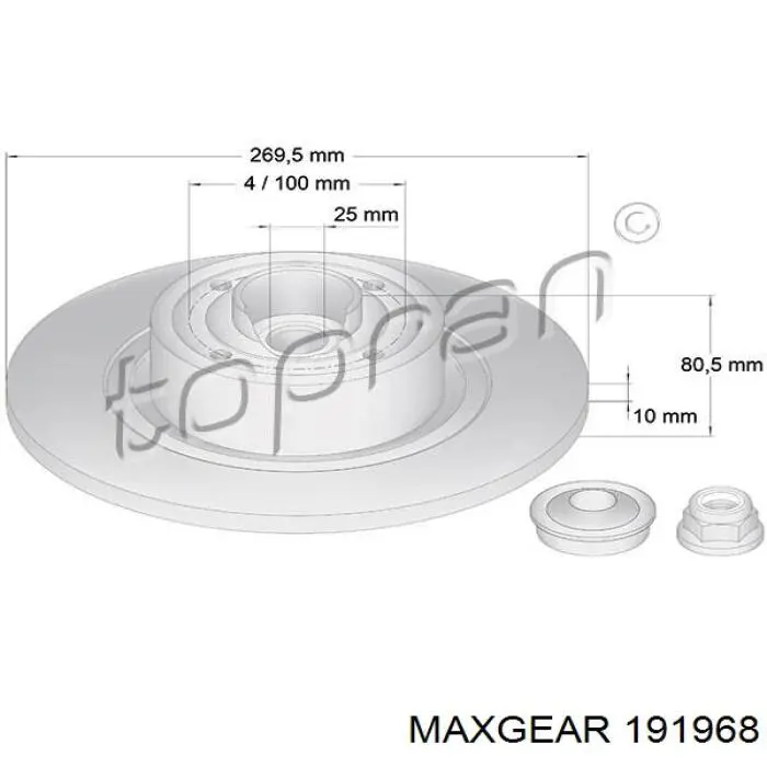191968 Maxgear диск гальмівний задній
