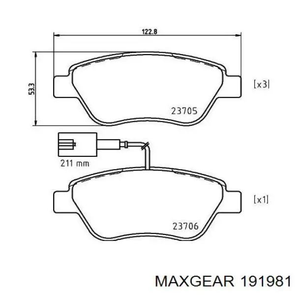 Гальмівні колодки Maxgear 191981 ціна, від 23.97 USD