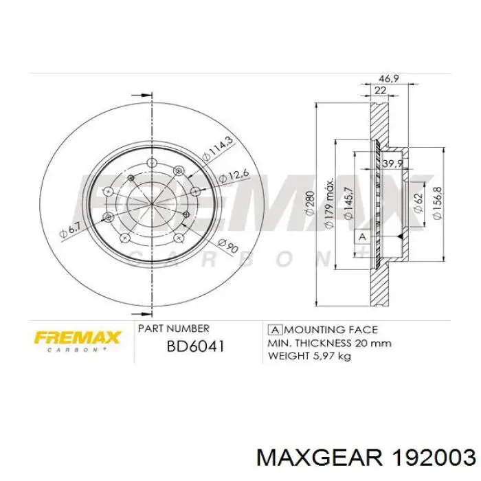 Купити 192003 Maxgear Ротор гальмівний