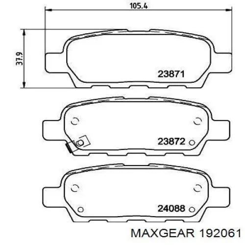 Задні гальмівні колодки Maxgear 192061 ціна, від 22.97 USD